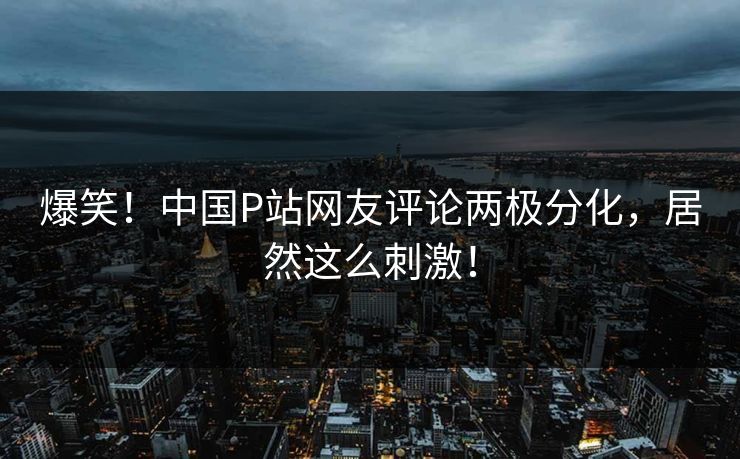 爆笑！中国P站网友评论两极分化，居然这么刺激！