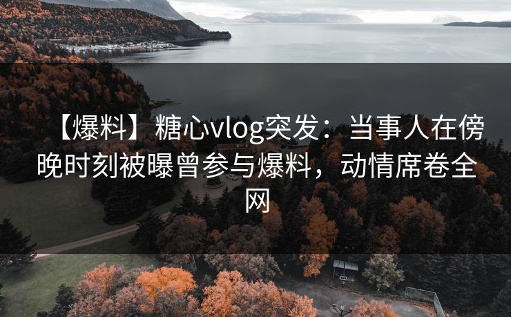 【爆料】糖心vlog突发：当事人在傍晚时刻被曝曾参与爆料，动情席卷全网